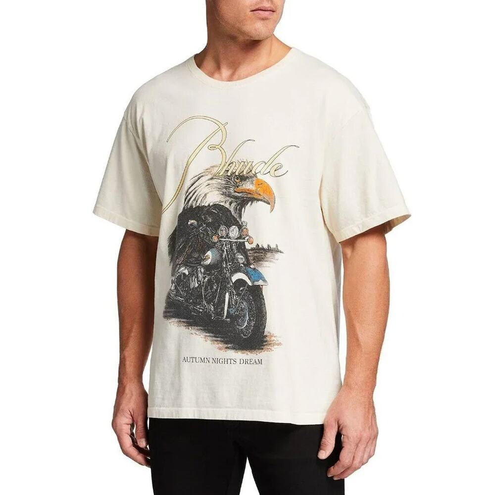 Rhude Eagle Dream Watch My Smoke Graphic Tee in Ivory Size S